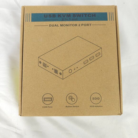8k 60hz HDMI displayport kvm Switch 2 Monitors 2 Computers 4k 240hz USB kvm swit - Picture 1 of 4